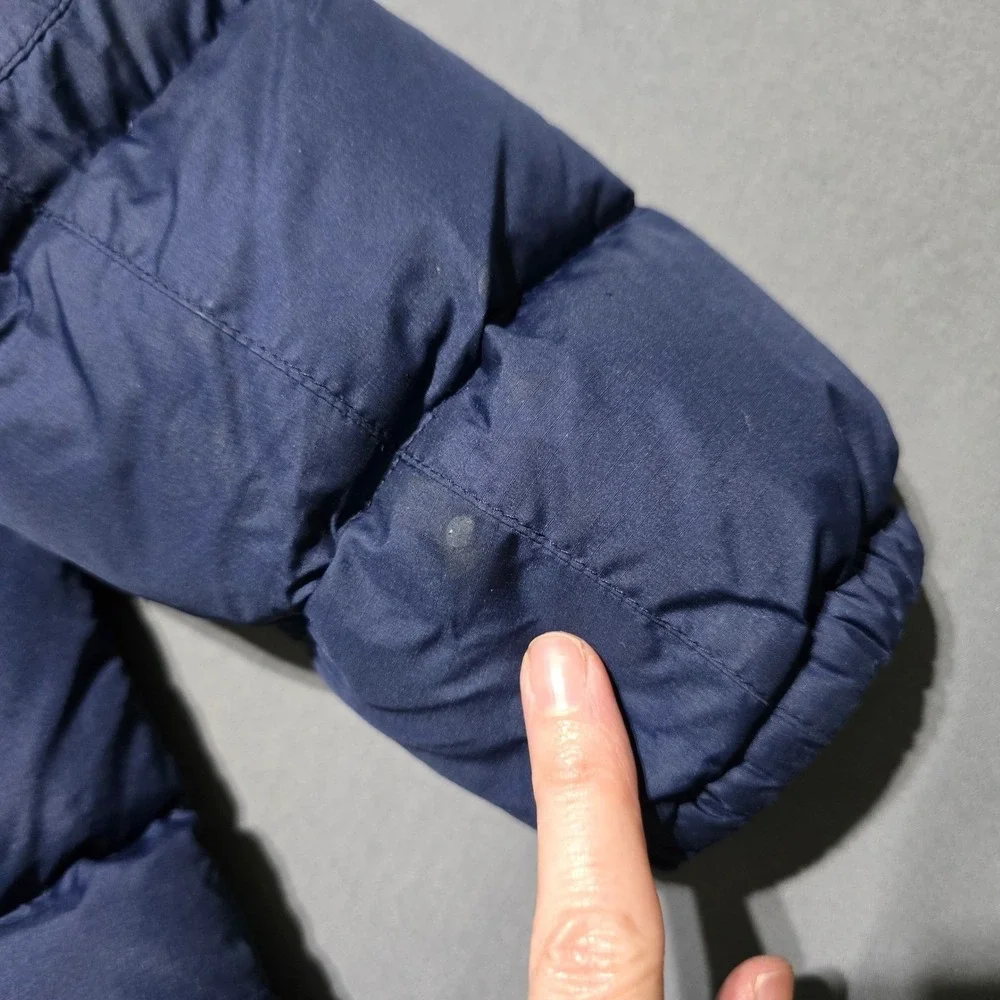 flaws Polo Ralph Lauren Puffer Jacket Kids Size 6 Navy Blue Down Filled   Hood